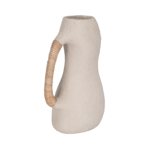 Vaso curvo in ceramica con manico intrecciato per decorazioni per la casa in stile boho - Product Image 3