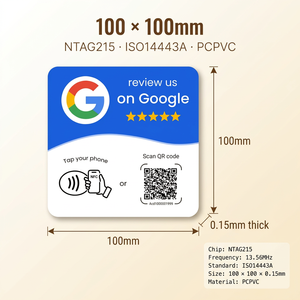 Carte NFC <span class=keywords><strong>Google</strong></span> Review avec <span class=keywords><strong>code</strong></span> <span class=keywords><strong>QR</strong></span> 13,56 MHz ISO14443A NTAG213 215 216 pour les cartes de contrôle d'accès des magasins, bars et hôtels - Product Image 5