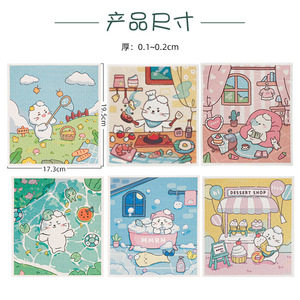 Paño de Cocina Rectangular Absorbente de Pulpa de Madera y Algodón con Estampado de Dibujos Animados, Primavera 2024 - Product Image 2