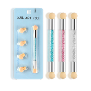 Kit de 4 pinceaux à ongles avec manche diamanté, double embout, pour le nail art ombré et le gel - Product Image 2