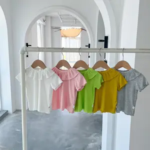 Летняя, Детская футболка модные однотонные футболки для девочек хлопковая футболка с короткими рукавами, топы для мальчиков, в Корейском стиле; Детская одежда на каждый день для От 3 месяцев до 3 лет