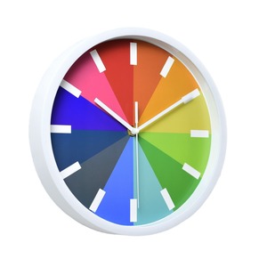 Round Quartz Analog Wall <b>Clock</b> Colorful Needle Display <b>Battery</b> Powered Plastic Resin Single Face for Living Room Decor - Product Image 2