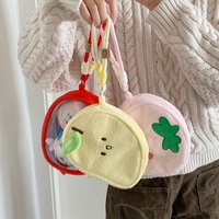 Sac de rangement transparent 3D Kpop Cartoon Fruit pour bébé et étudiant, sac de voyage extérieur mignon en peluche, porte-clés