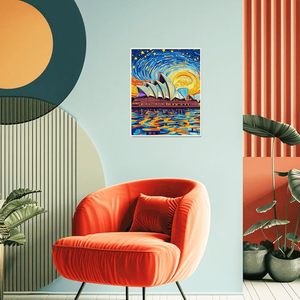Pintura por Números de la Casa de la Ópera de Sídney <span class=keywords><strong>con</strong></span> Textura de Mosaico y Diseño de Noche Estrellada, Envío Rápido de Songwoo, Pintura Digital al Óleo de Arquitectura Famosa - Product Image 4