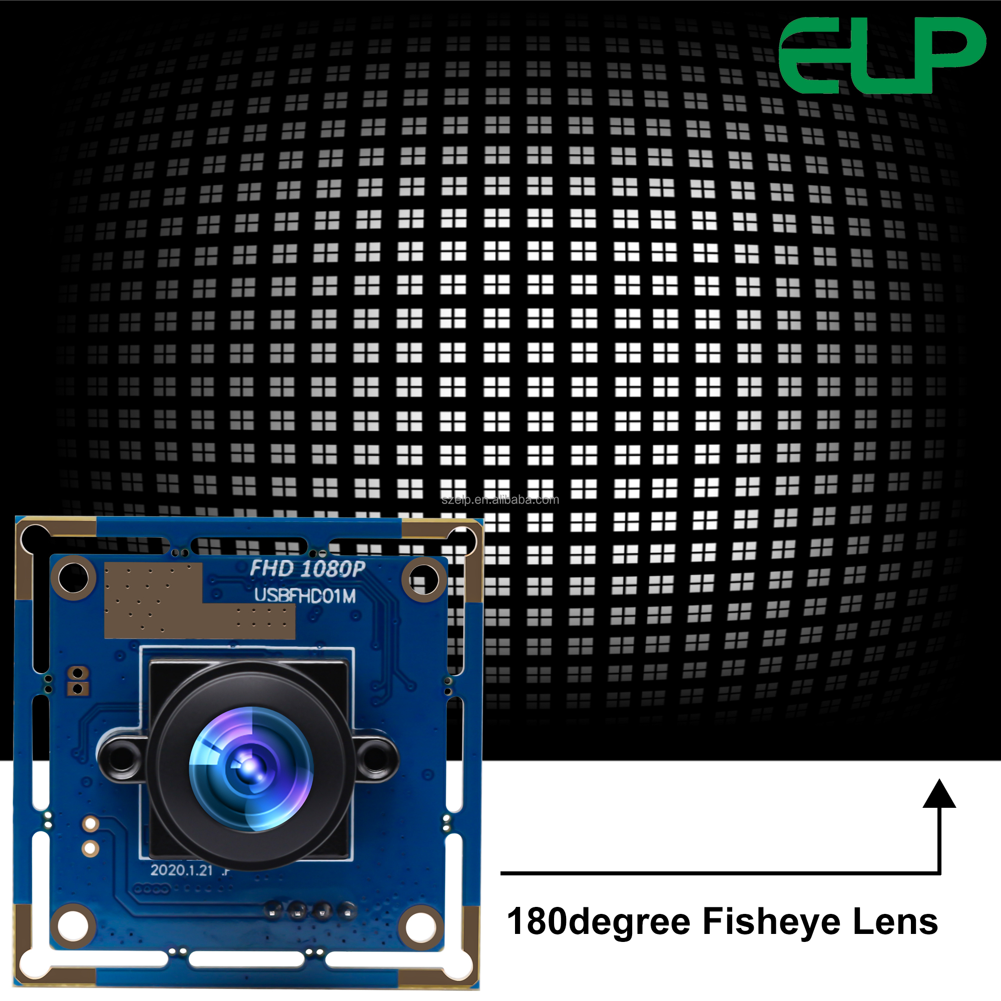 ELP 1080P 120fps USB Fisheye Camera - 12MP Wide Angle Web Camera For PC, Raspberry Pi & Lightburn