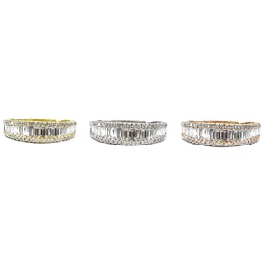 Motif classique gracieux 18K or blanc maigre bague en diamant naturel baguette conique dos fermé pour la fête de cadeau de fiançailles - Product Image 5