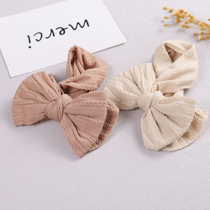 New Style Children's Hair Accessories European and American Jacquard Nylon Hair Band Double Layer Bow Knot <strong>Baby</strong> <strong>Headband</strong> - Product Image 2
