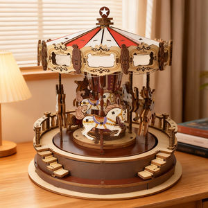 TOMOQ 2026 Nouveau carrousel <span class=keywords><strong>Puzzle</strong></span> en bois <span class=keywords><strong>3D</strong></span> Jouets Ornement romantique - Product Image 6