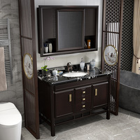 Meuble de salle de bain luxueux en bois laqué, miroir à lavabo unique, coiffeuse de salle de bain