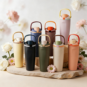 Gobelet isotherme portable en acier inoxydable moderne, couleur personnalisable, logo, double paroi, isolation sous vide, poignée, maintien au chaud pendant 12 à 24 heures - Product Image 3
