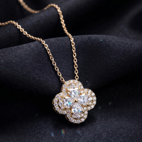 Collier pendentif trèfle à quatre feuilles Rinntin SMON17 en argent sterling 925 avec moissanite couleur D VVS, collier léger