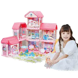 Nuovi arrivi 73 CM grande casa delle bambole kit villa fai da te con accessori per la casa delle bambole giocattolo per ragazza 2023