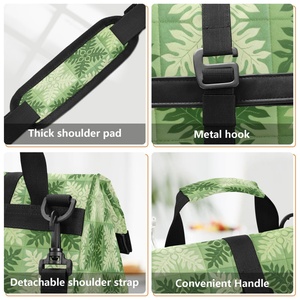 Sac isotherme pour déjeuner en cuir PU avec fermeture velcro, imprimé Aloha vert hawaïen, design personnalisé, 8L, avec bretelles, pour femmes - Product Image 4