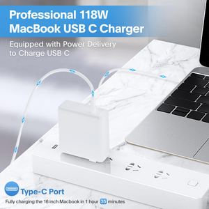 Nouvel Arrivage Adaptateur Secteur USB-C 118W à Charge Rapide pour Ordinateur Portable <span class=keywords><strong>MacBook</strong></span> <span class=keywords><strong>Pro</strong></span> et <span class=keywords><strong>MacBook</strong></span> Air 16 15 14 13 Pouces M1 M2 M3 M4 M5 - Product Image 2
