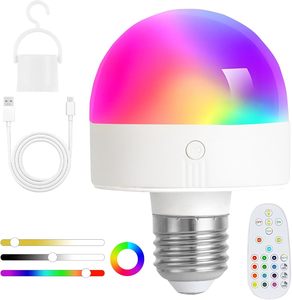 Rechargeable LED Night Light Bulb <b>Wireless</b> RGB USB Lamp With Remote <b>Control</b> E26/E27 Plastic Material - Product Image 1