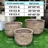 Pot Bunga Berdiri Lantai Gaya Nordic Wabi-Sabi Ekstra Besar, Tahan Lama, Berbahan Magnesium Oksida, Warna Black Diamond, untuk Halaman Luar Ruangan