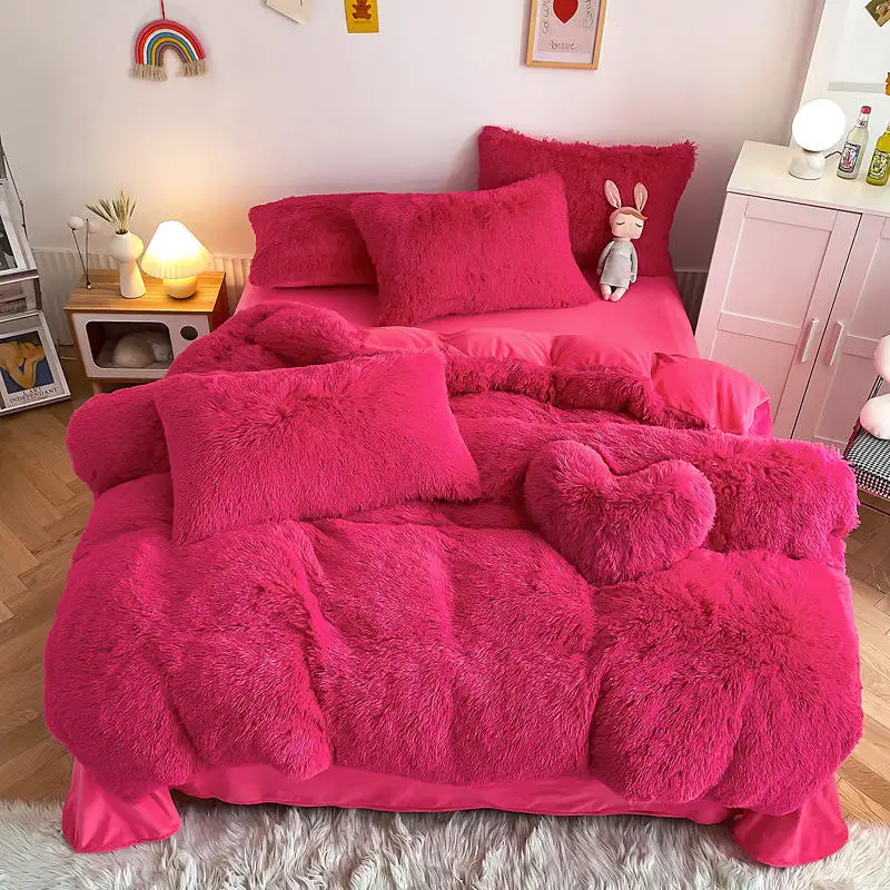Cloud mink velvet Soft Comfortable Sets Bedding Luxury Fluffy Bedding Sets wholesale