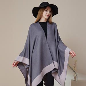 Poncho enveloppant châ<span class=keywords><strong>le</strong></span> femme Ruana Cape Cardigan pull ouvert devant pour automne hiver printemps pour femme Poncho - Product Image 3