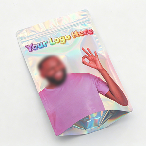 Sachets Mylar Holographiques Refermables en Gros avec Logo Personnalisé et <span class=keywords><strong>Photo</strong></span> Imprimée – Pochettes Verticales pour Emballage de Bonbons, Cadeaux et Oursons Gommeux - Product Image 1