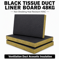 Panneau de laine de verre noir avec face en tissu, 48 kg/m³, résistant à la chaleur, isolation acoustique pour conduits de ventilation CVC