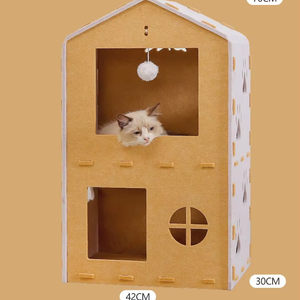 Casa para Mascotas con Techo de Fieltro Impermeable para Todas las Estaciones, con Diseño de Huellas de Patas, para Gatos y Perros - Product Image 1