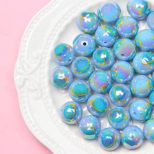 Cuentas redondas de acrílico pintadas a mano de dibujos animados bonitos para materiales hechos a mano DIY cadenas de teléfonos móviles accesorios bolsas colgantes - Product Image 1