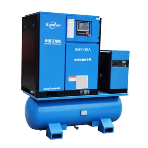 Compressor de parafuso rotativo 15KW 20HP, cortador a laser, tanque de ar de 16 bar, montado com secador e filtros