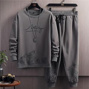 <span class=keywords><strong>Camiseta</strong></span> de manga larga Sudadera Hombre Otoño Forro polar Tejido Instagram Marca popular Pantalones casuales Conjunto <span class=keywords><strong>Traje</strong></span> deportivo atractivo - Product Image 3