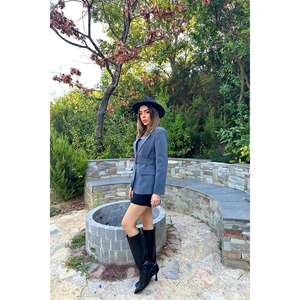 Blazer Ahumado para Mujer con Cinturón y Solapas con Bolsillos, Tejido de 380 g/m² - Product Image 2