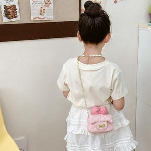 Sac bandoulière mignon pour enfants avec nœud papillon, petit sac rose portable pour tenues quotidiennes - Product Image 3