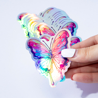Autocollants holographiques personnalisés, durables et imperméables, autocollants en vinyle holographique adhésifs découpés à la forme avec logo et paillettes arc-en-ciel