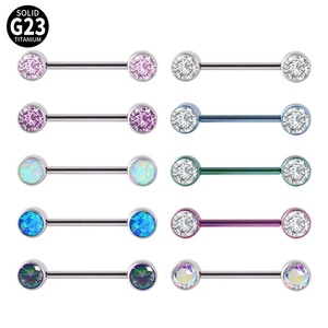 <span class=keywords><strong>Piercing</strong></span> per Capezzoli in Titanio G23, Sexy con Opale e Zirconia Cubica, 14G, Filettatura Interna, Gioielli Trendy per Donne - Product Image 1