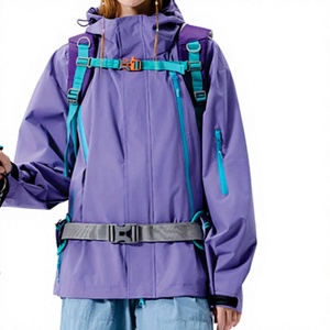 Custom Unisex Waterproof Hiking jacket for <b>men</b> <b>Purple</b> Hooded Outdoor Rain Shell Windproof Trekking Coat Multi Pocket Windbreaker - Product Image 6
