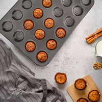 Plaque de cuisson antiadhésive en acier au carbone épais pour 24 mini-muffins, compatible four, chauffe uniformément, pour usage domestique, cuisine et boulangerie