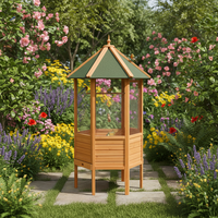 Cage hexagonale en bois pour oiseaux avec perchoir