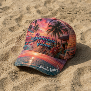 Casquette Snapback 5 Panneaux Personnalisée Thème Été, Performance Scénique, Découpée au Laser, Respirante, Imperméable, en Nylon, 3D - Product Image 1