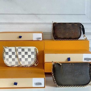 European American Letter Plaid Genuine Leather Women Lightweight <b>Small</b> Daily Crossbody Shoulder <b>Handbag</b> - Product Image 1