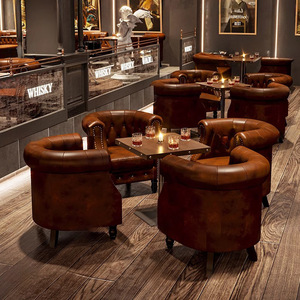 Silla de Cuero Estilo Americano Vintage, Moderna, Ecológica y Duradera, para Restaurante, Hotel, Cafetería, Bar de Whisky y Cigarros, Individual - Product Image 1