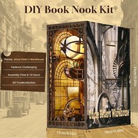 Kit de bricolage professionnel ETKVR pour bibliothèque miniature de luxe, modèle de puzzle en bois 3D avec éclairage LED, décoration de bibliothèque en forme de château magique