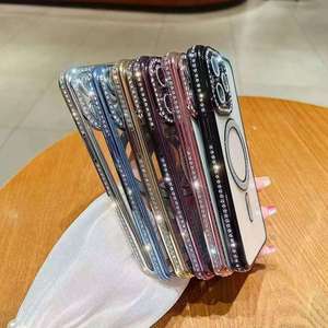 Funda de Teléfono de Lujo con Diamantes Electrochapados, Resistente a Golpes, para 17 16 15 14 Pro Max, Carga Inalámbrica, Magnética, Transparente, TPU - Product Image 3