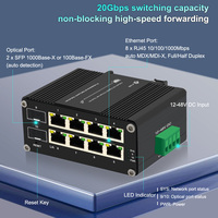 Grosir dikelola Switch 8 Port 10/100/1000M RJ45 + 2 Port 100/1000X SFP rel industri Mini Ethernet Switch 8 Port Gigabit