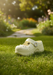 Zoccoli con Plateau e Perle Stile Mary Jane Estivi Morbidi Leggeri Punta Chiusa in Plastica per Donne e Ragazze Taglia 25 - Product Image 2