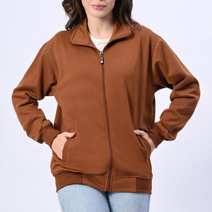Female Loose Fit Oversized Fleece Hoodie with <b>Zipper</b> Front Cozy Winter Casual Outerwear - Product Image 1