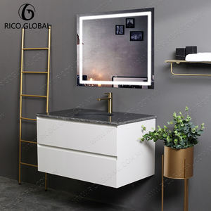 โต๊ะเครื่องแป้งหินอ่อนแบบคู่ ดีไซน์ทันสมัย ผลิตด้วยมือ พร้อมอ่างเซรามิกลายธรรมชาติ สำหรับบ้านและโรงแรม - Product Image 3