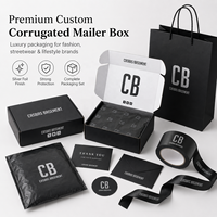 Boîtes d'expédition en carton ondulé noir personnalisées pour sweats à capuche avec logo en feuille d'argent, emballage pour vêtements, cadeaux et boîtes d'abonnement