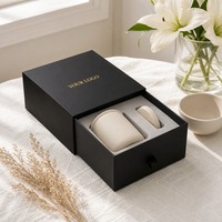 Boîte cadeau coulissante en carton noir mat avec dorure à chaud, impression personnalisée, rigide, robuste, recyclable, qualité supérieure, vente en gros, directement de l'usine