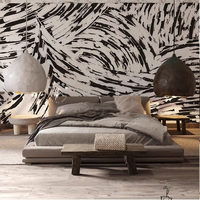 Papier Peint Moderne Minimaliste Noir et Blanc Abstrait Sans Raccords, Tissu Imperméable Anti-Moisissure, Garantie 1 An, Pour Salon, Canapé et Télévision
