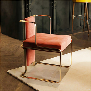 Modern Luxury Minimalist Design Hotel Home Portable <strong>Chair</strong> <strong>Red</strong> Velvet Upholstered Armchair New Classic Dining <strong>Chair</strong> - Product Image 3