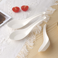 Ensemble d'ustensiles jetables biodégradables en bagasse de canne à sucre, fourchette, cuillère, couteau compostables avec logo personnalisé pour les fêtes et l'emballage à emporter