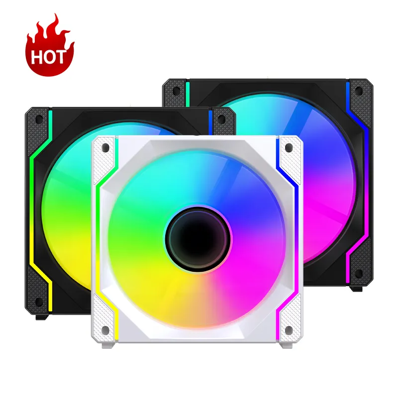 Precio de fábrica RGB VENTILADOR 12CM PC Refrigeración por ordenador RGB con control remoto Velocidad LED Caja Ventilador Colorido CPU Cooler para Gaming Desktop